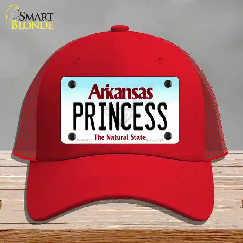 HAT17-MLP-10054 Princess Arkansas Novelty License Plate Hat, Mesh - Red