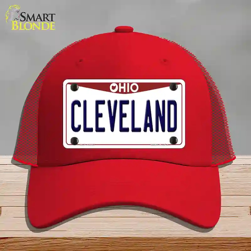 HAT17-MLP-10067 Cleveland Ohio Novelty License Plate Hat, Mesh - Red