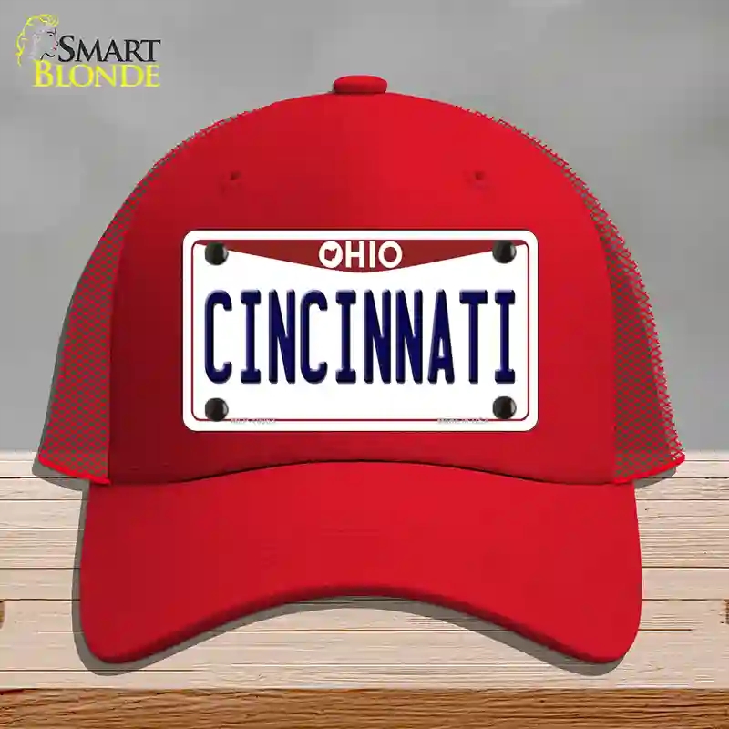 HAT17-MLP-10068 Cincinnati Ohio Novelty License Plate Hat, Mesh - Red