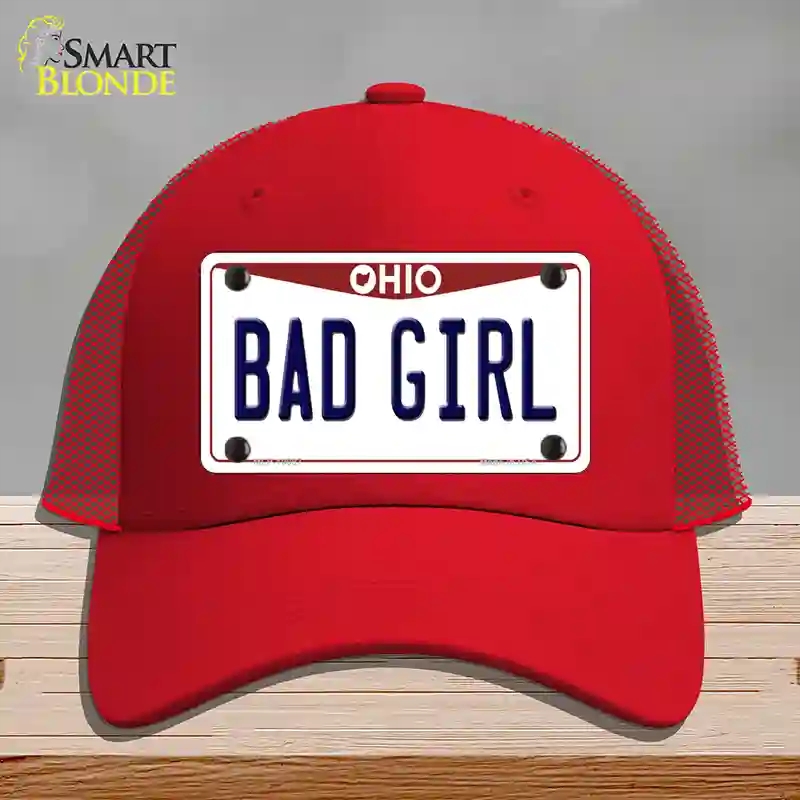 HAT17-MLP-10097 Bad Girl Ohio Novelty License Plate Hat, Mesh - Red