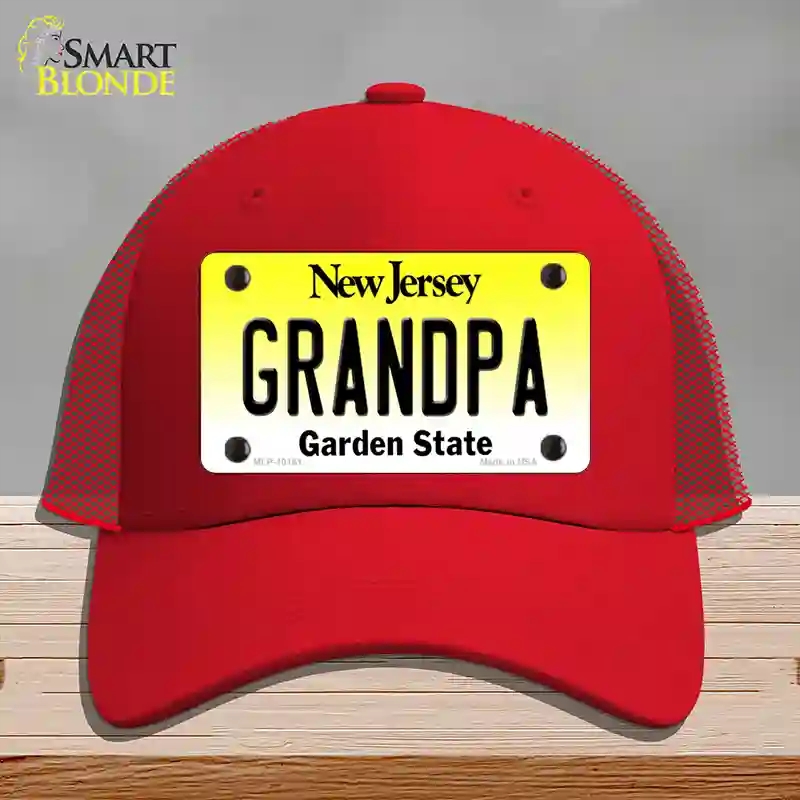 HAT17-MLP-10161 Grandpa   Jersey Novelty License Plate Hat, Mesh - Red