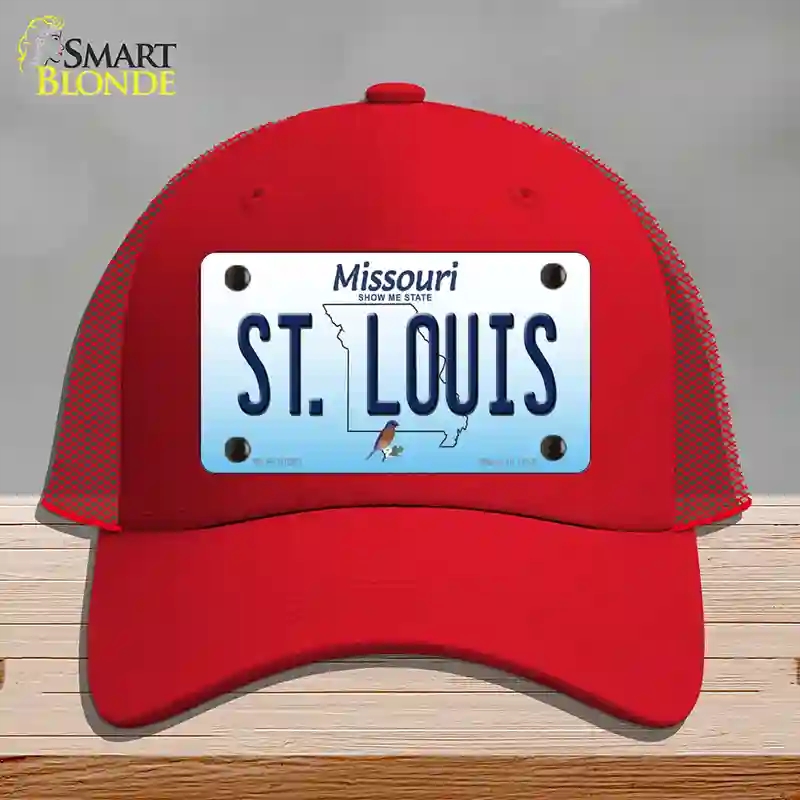 HAT17-MLP-10242 St Louis Missouri Novelty License Plate Hat, Mesh - Red