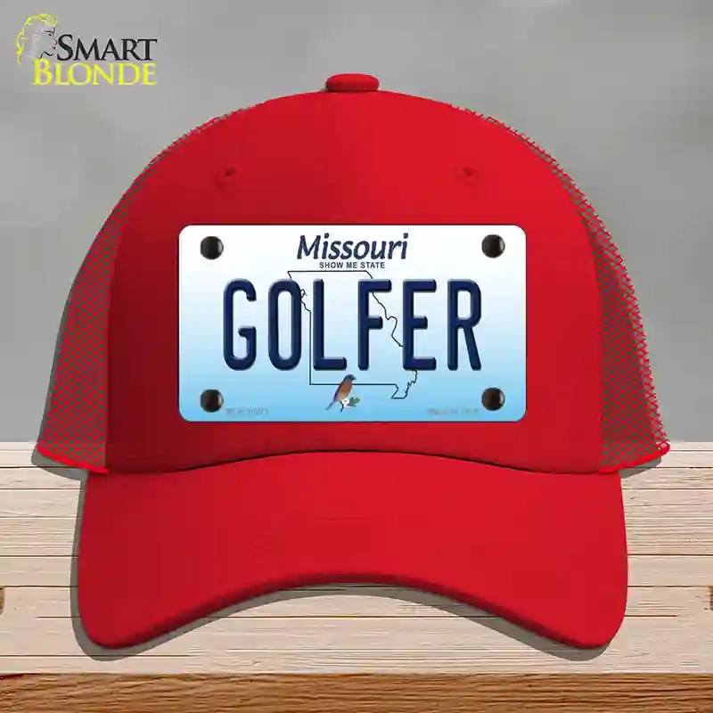 HAT17-MLP-10271 Golfer Missouri Novelty License Plate Hat, Mesh - Red
