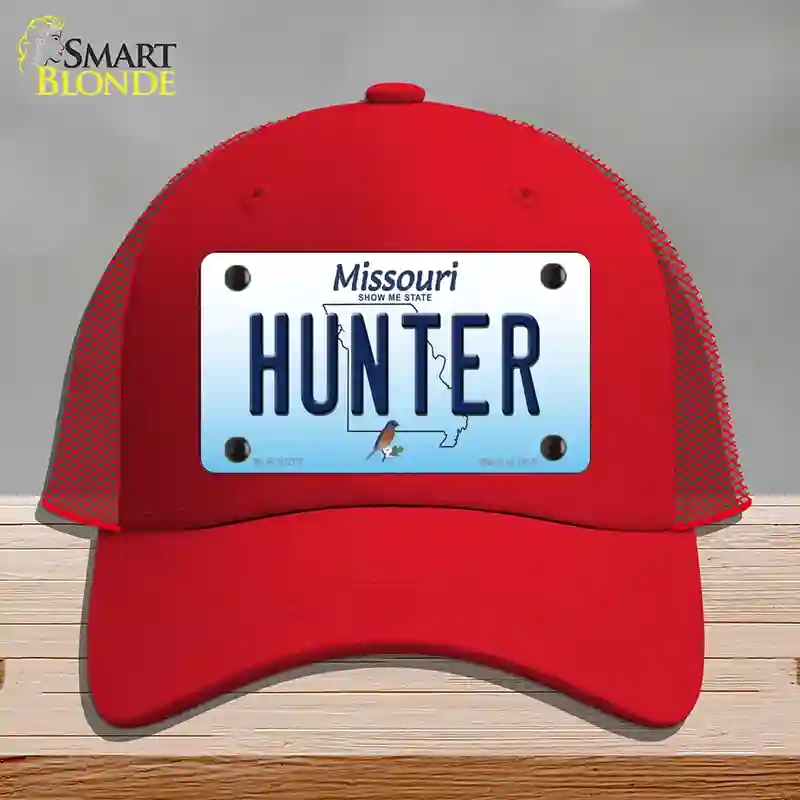 HAT17-MLP-10272 Hunter Missouri Novelty License Plate Hat, Mesh - Red