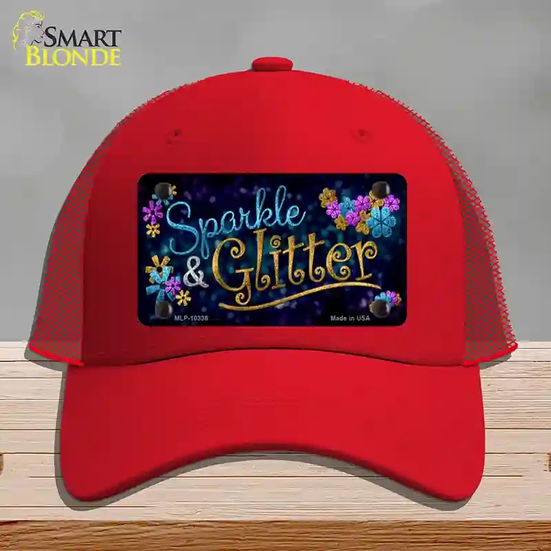 HAT17-MLP-10336 Sparkle & Glitter Novelty License Plate Hat, Mesh - Red
