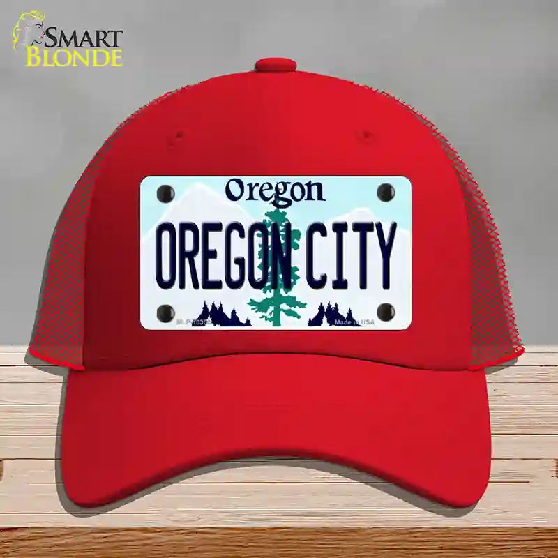 HAT17-MLP-10350 Oregon City Novelty License Plate Hat, Mesh - Red