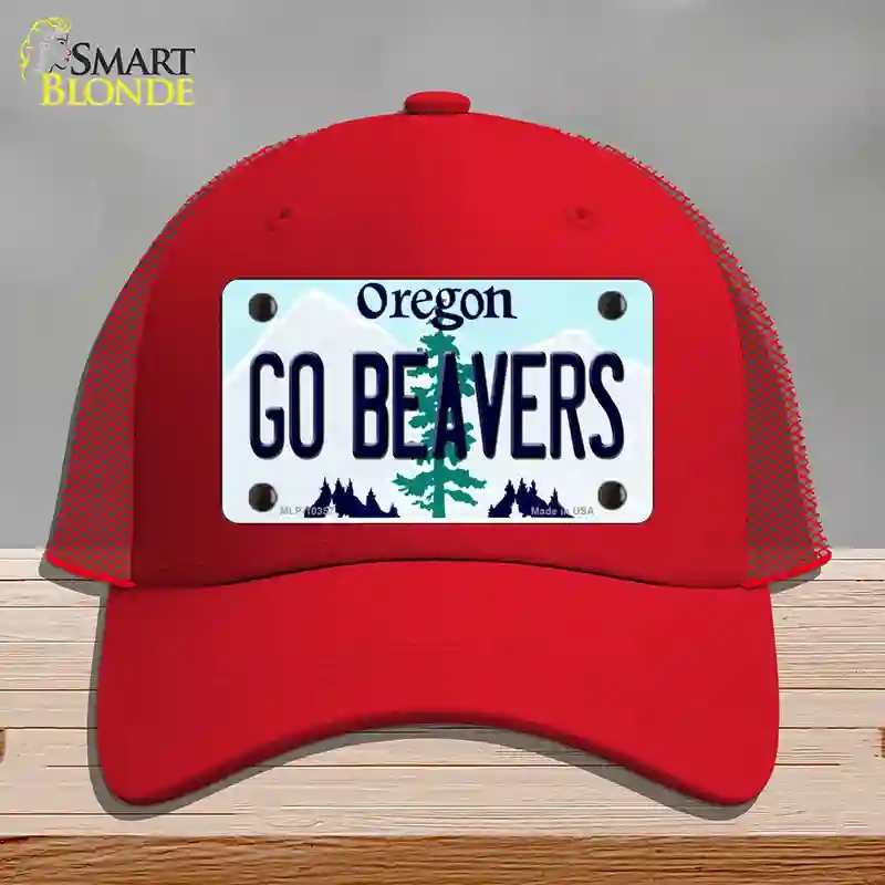 HAT17-MLP-10357 Go Beavers Oregon Novelty License Plate Hat, Mesh - Red