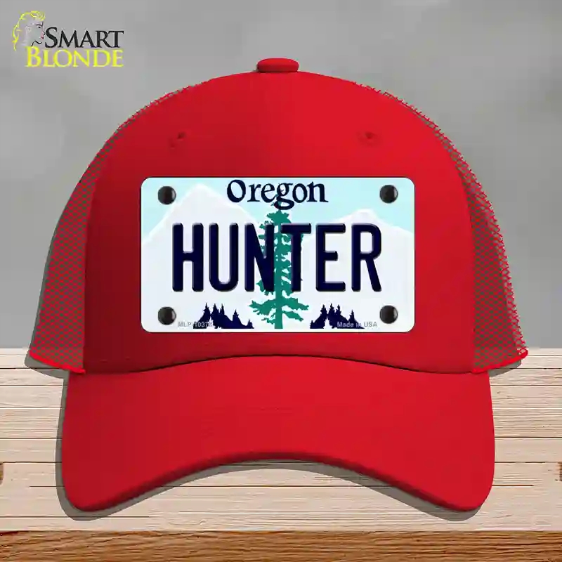 HAT17-MLP-10378 Hunter Oregon Novelty License Plate Hat, Mesh - Red