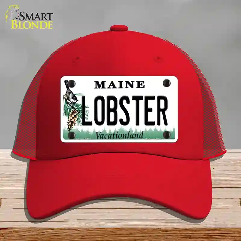 HAT17-MLP-10425 Lobster Maine Novelty License Plate Hat, Mesh - Red