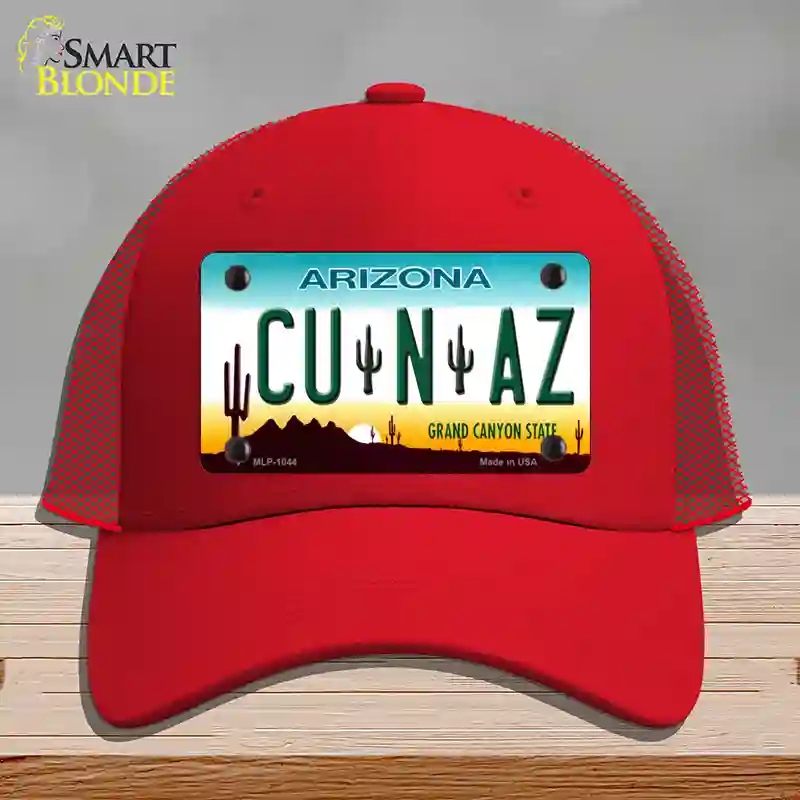 HAT17-MLP-1044 Cu N Az Novelty License Plate Hat, Mesh - Red
