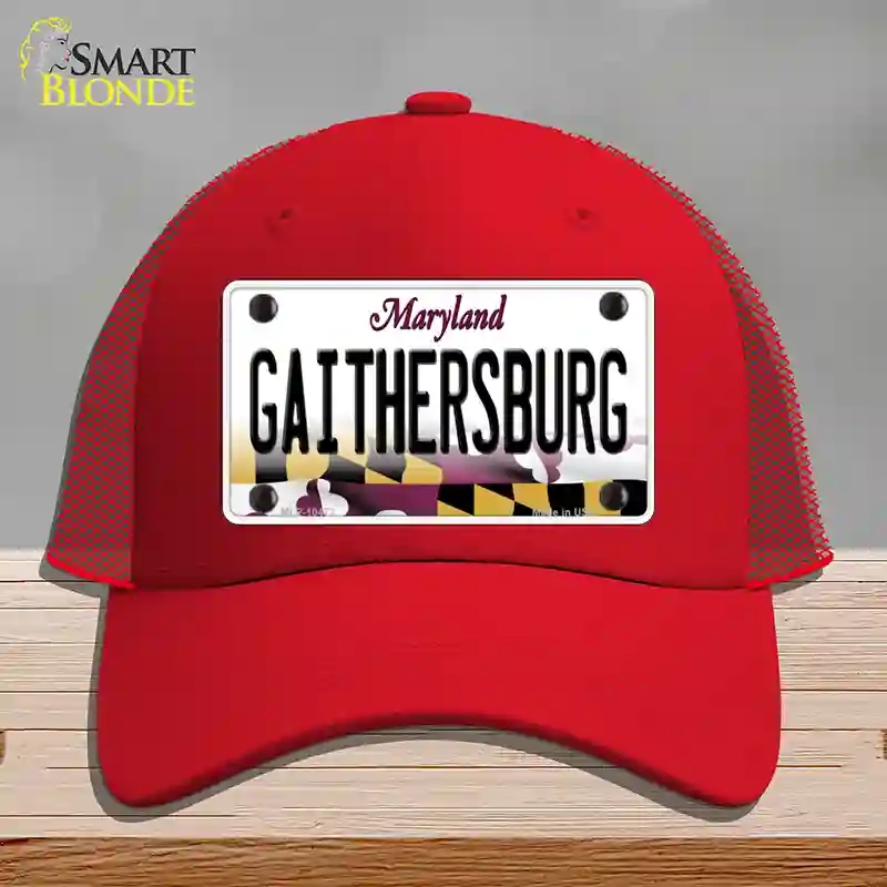 HAT17-MLP-10472 Gaithersburg Maryland Novelty License Plate Hat, Mesh - Red