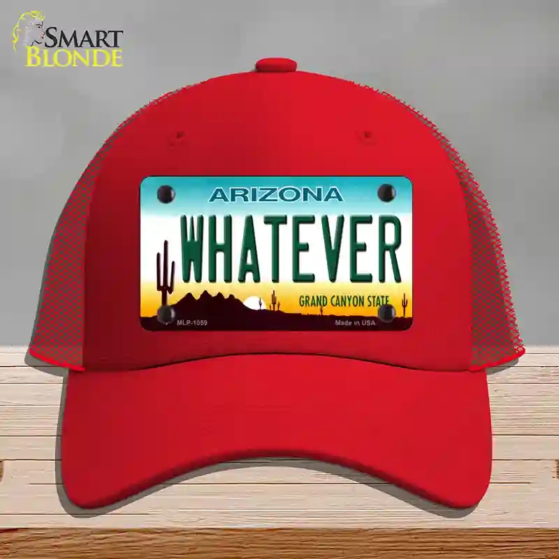 HAT17-MLP-1059 Whatever Arizona Novelty License Plate Hat, Mesh - Red