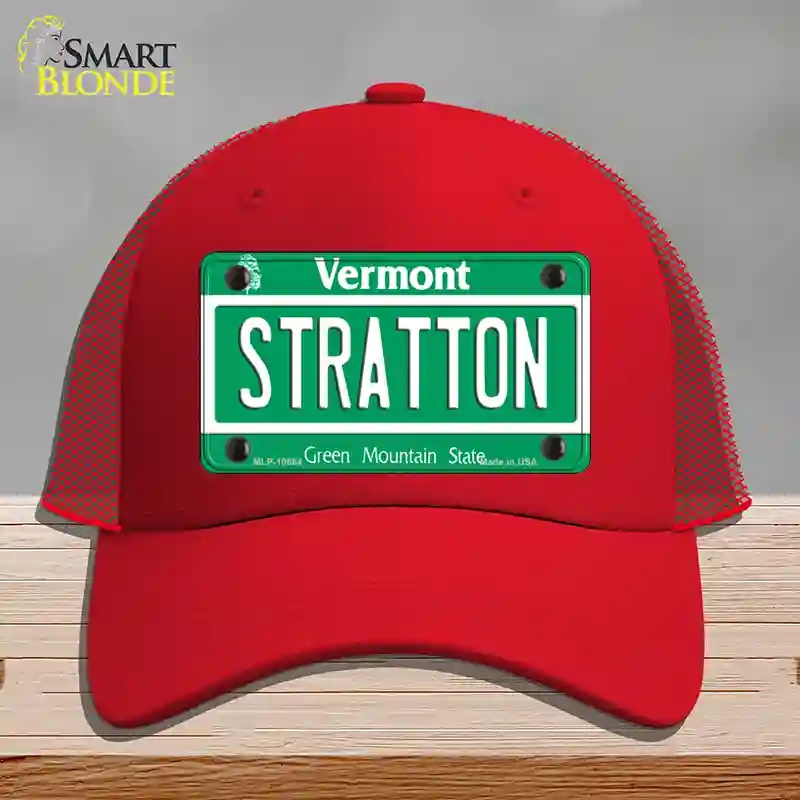 HAT17-MLP-10664 Stratton Vermont Novelty License Plate Hat, Mesh - Red
