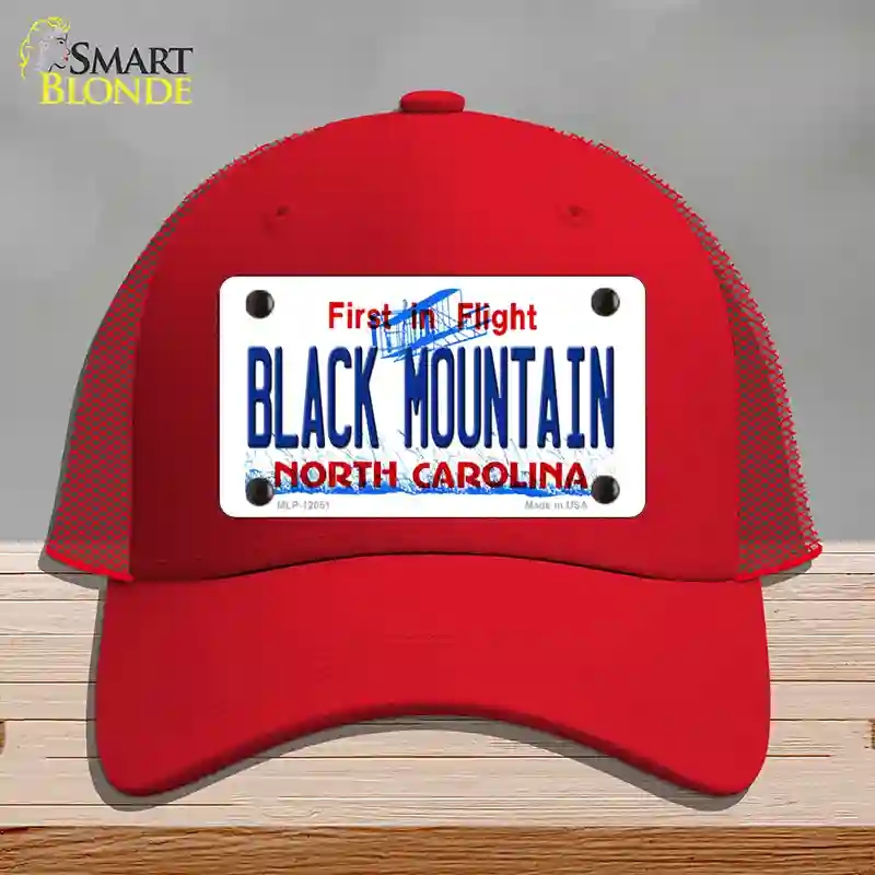 HAT17-MLP-12051 Black Mountain North Carolina Novelty License Plate Hat, Mesh - Red