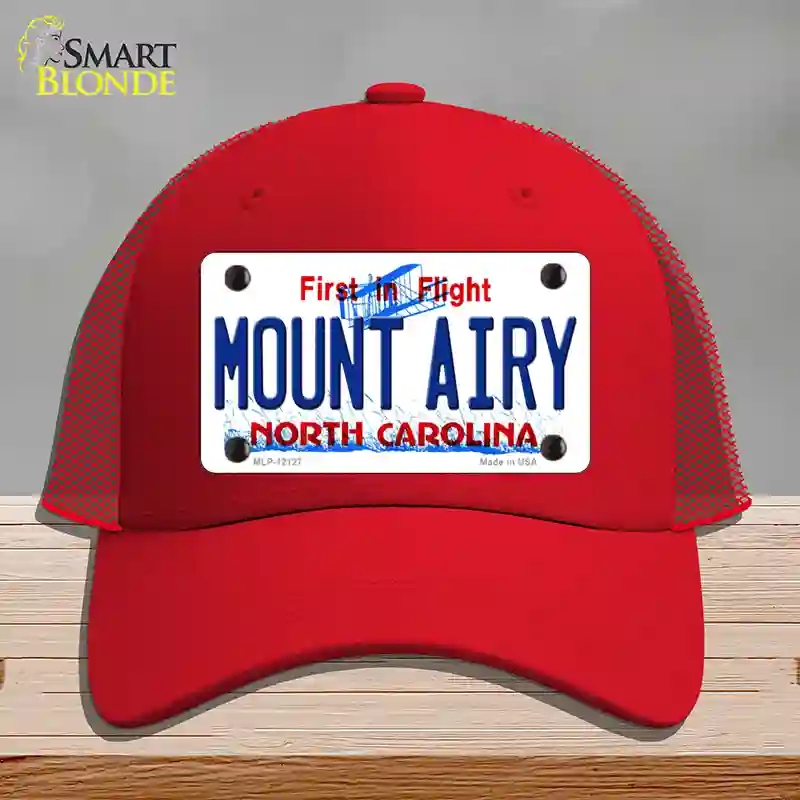 HAT17-MLP-12127 Mount Airy North Carolina State Novelty License Plate Hat, Mesh - Red