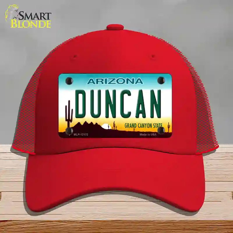 HAT17-MLP-12172 Duncan Arizona Novelty License Plate Hat, Mesh - Red