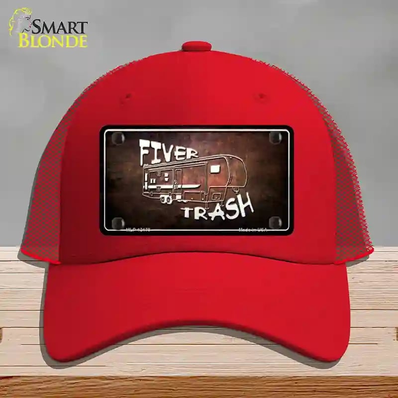 HAT17-MLP-12175 Fiver Trash Novelty License Plate Hat, Mesh - Red