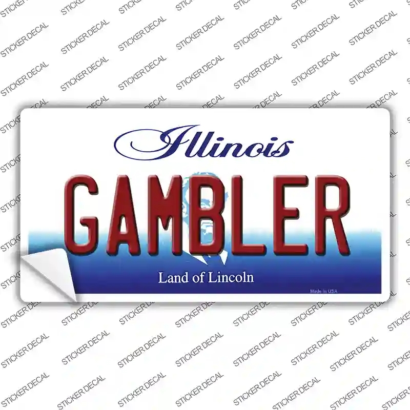 LP-10324s-S Gambler Illinois Novelty Sticker Decal, Small