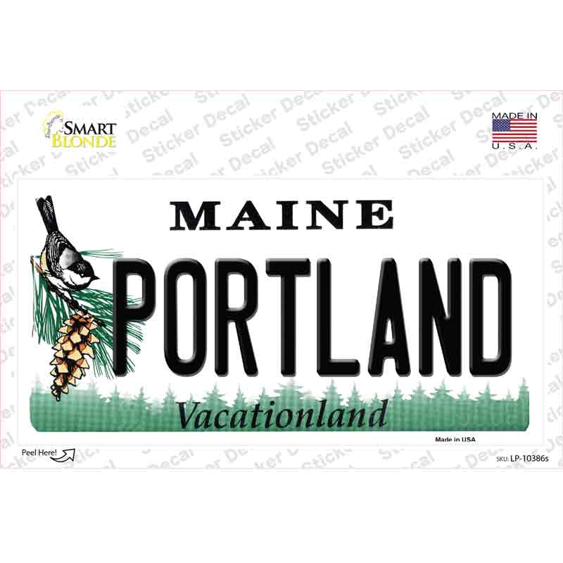 LP-10386s-M Portland Maine Novelty Sticker Decal, Medium