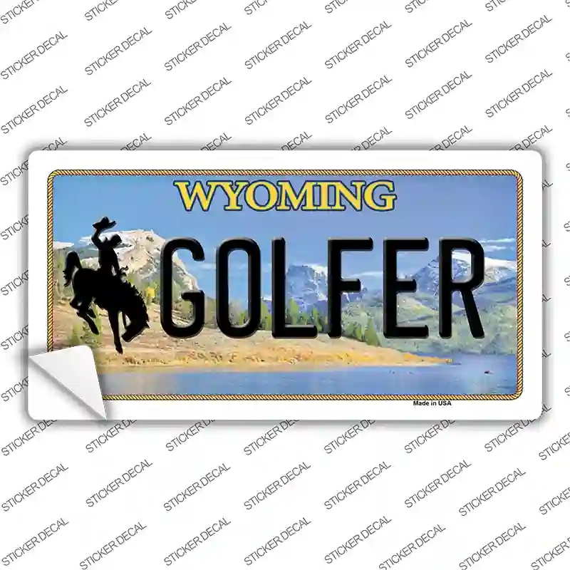 LP-10556s-S Golfer Wyoming Novelty Sticker Decal, Small