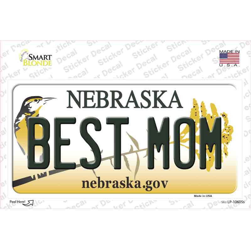 LP-10605s-M Best Mom Nebraska Novelty Sticker Decal, Medium