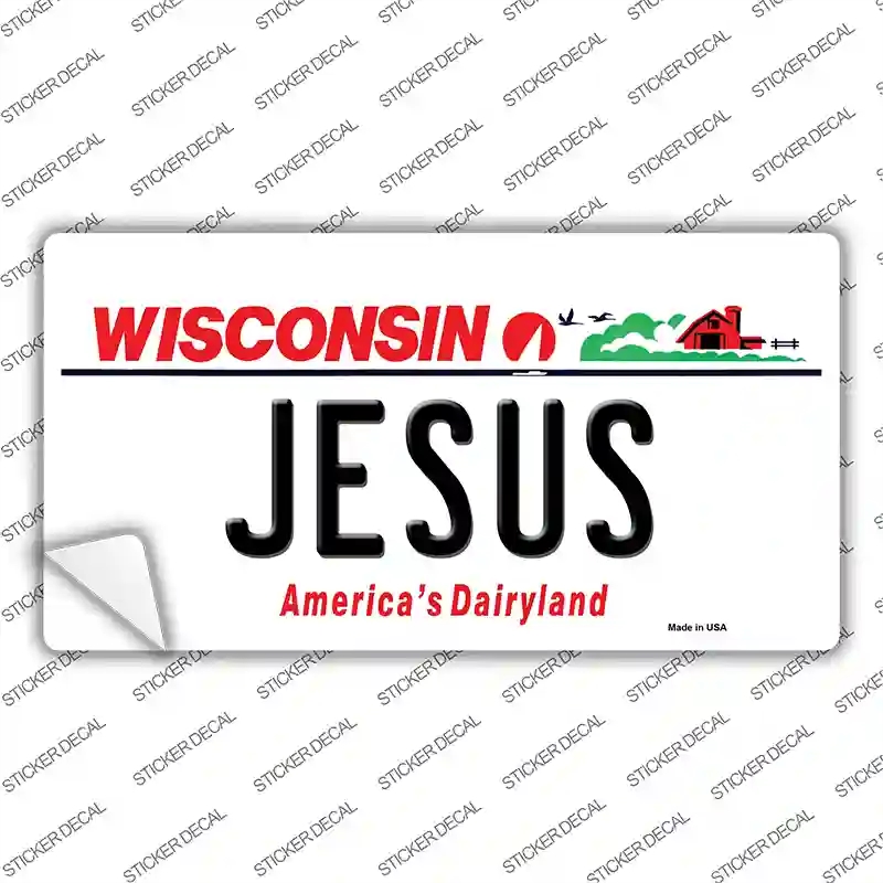 LP-10640s-XL Jesus Wisconsin Novelty Sticker Decal, Extra Large