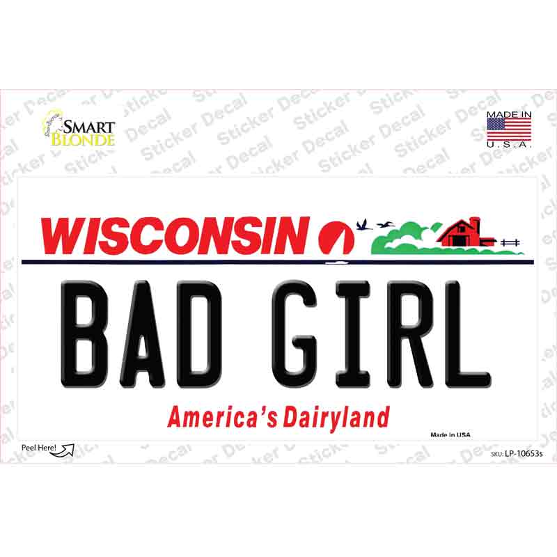 LP-10653s-M Bad Girl Wisconsin Novelty Sticker Decal, Medium