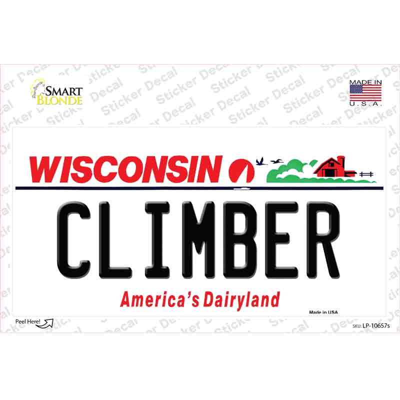 LP-10657s-M Climber Wisconsin Novelty Sticker Decal, Medium