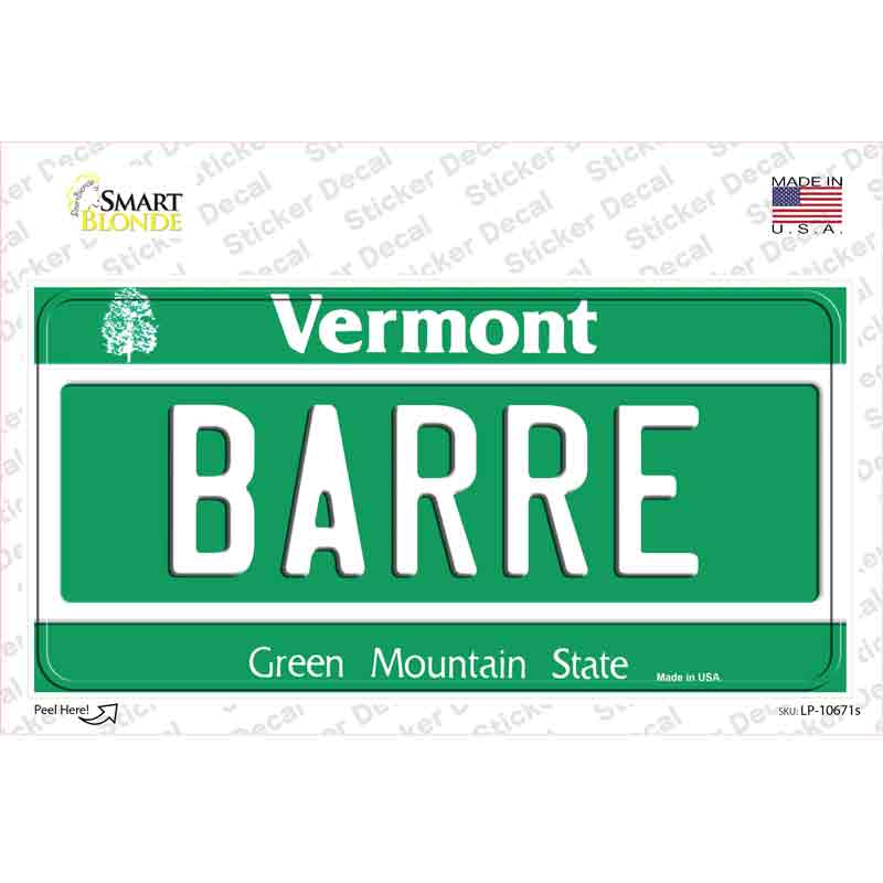 LP-10671s-M Barre Vermont Novelty Sticker Decal, Medium