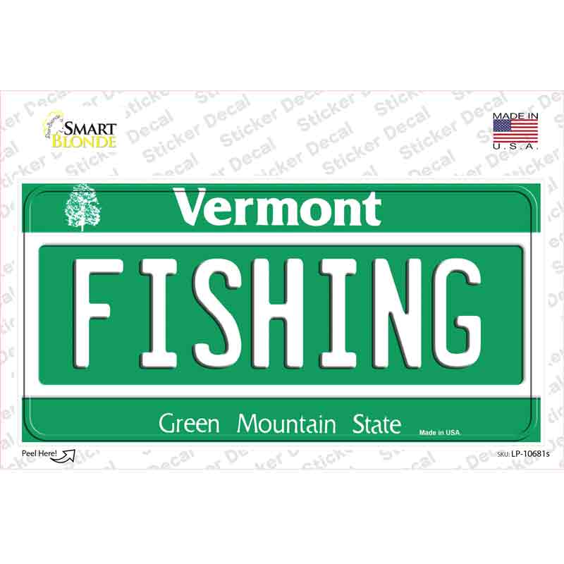 LP-10681s-M Fishing Vermont Novelty Sticker Decal, Medium
