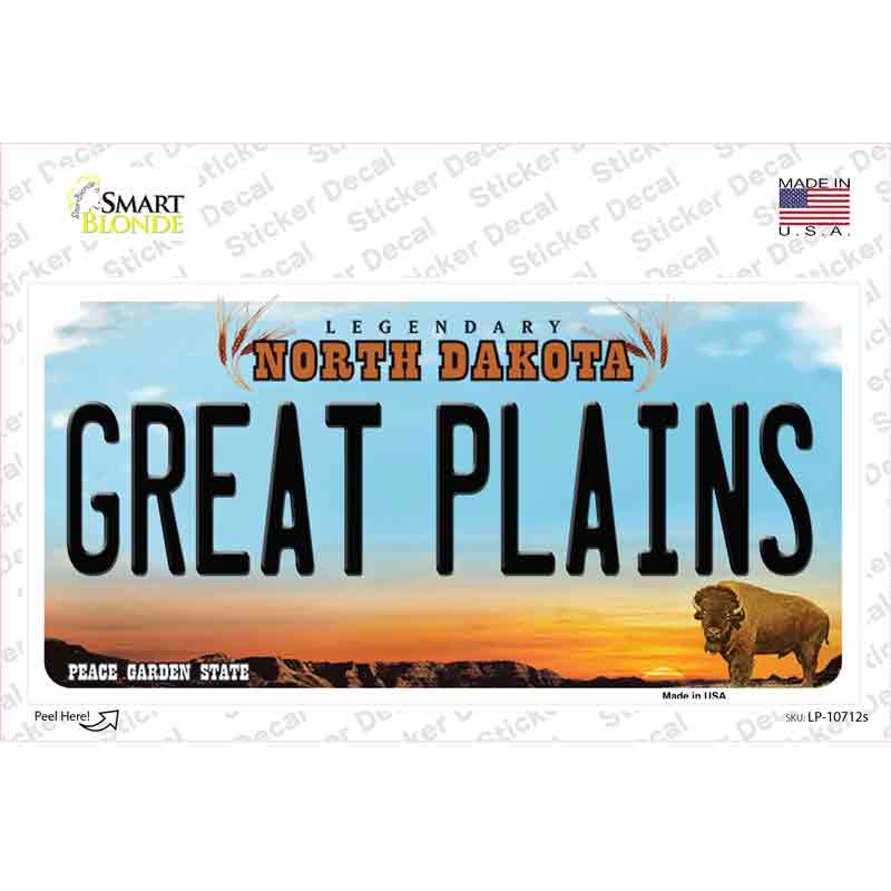 LP-10712s-M Great Plains North Dakota Novelty Sticker Decal, Medium