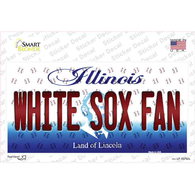 LP-10792s-M White Sox Fan Illinois Novelty Sticker Decal, Medium