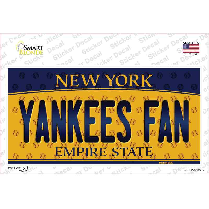 LP-10803s-M Yankees Fan   York Novelty Sticker Decal, Medium