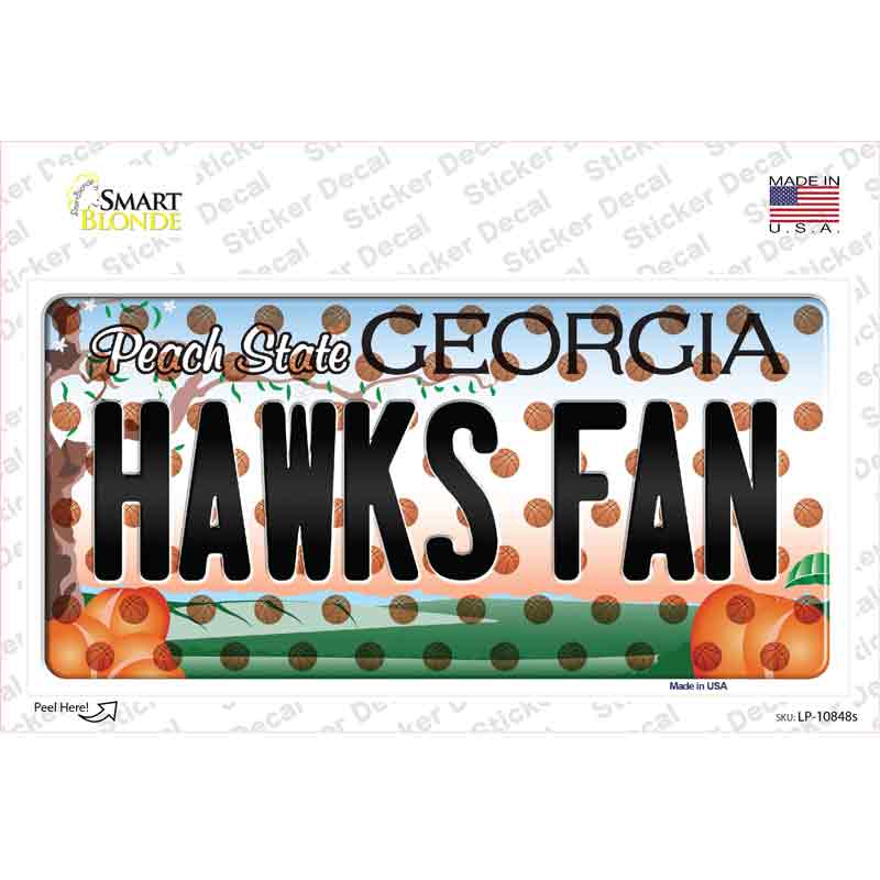 LP-10848s-M Hawks Fan Georgia Novelty Sticker Decal, Medium