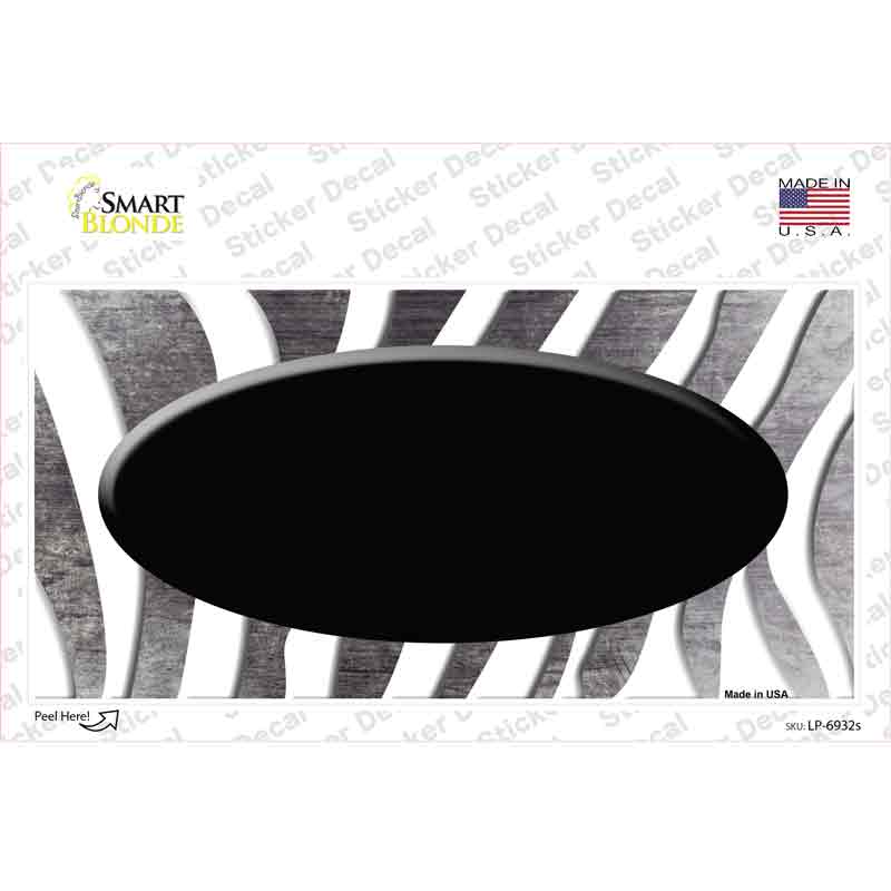 LP-6932s-M Black White Zebra Oval Oil Rubbed Novelty Sticker Decal, Medium
