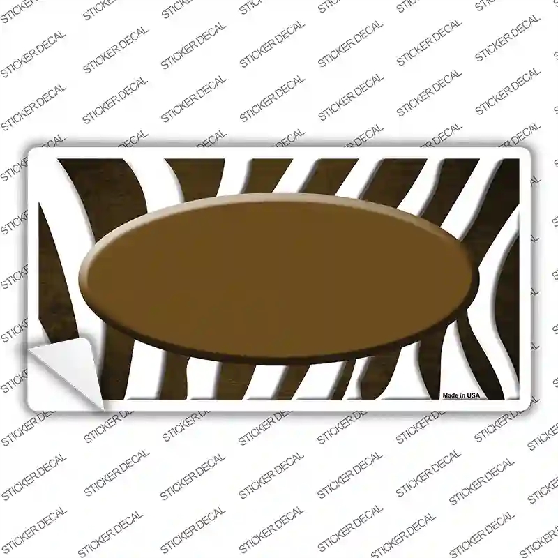 LP-6933s-S Brown White Zebra Oval Oil Rubbed Novelty Sticker Decal, Small