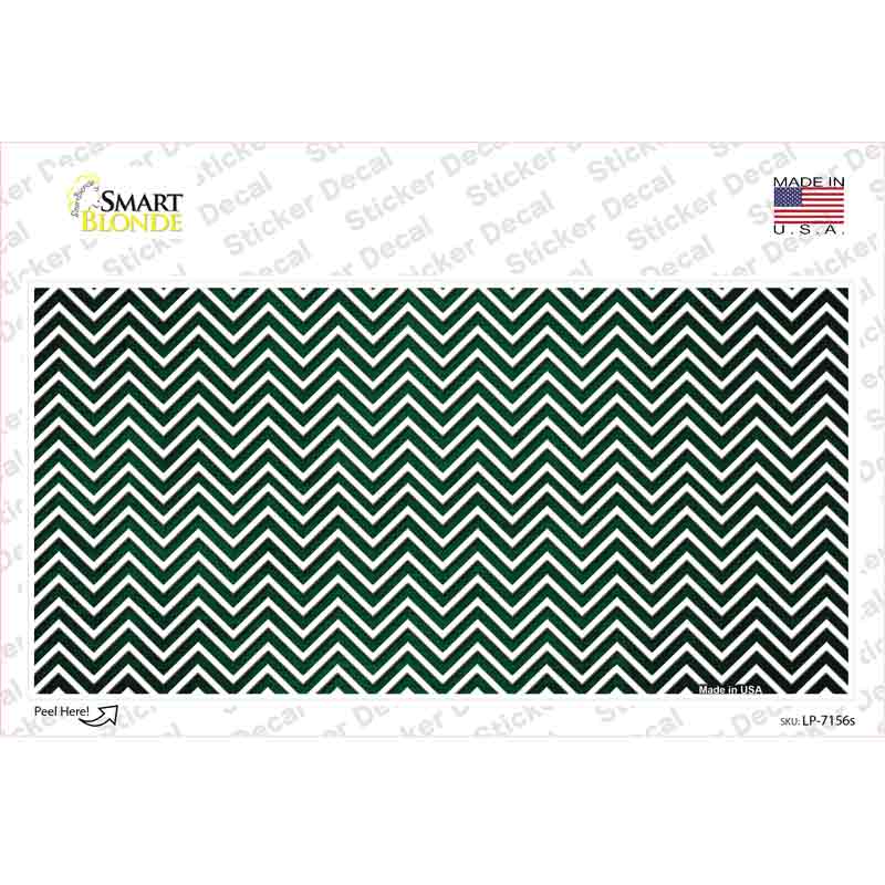 LP-7156s-M Green White Small Chevron Oil Rubbed Novelty Sticker Decal, Medium