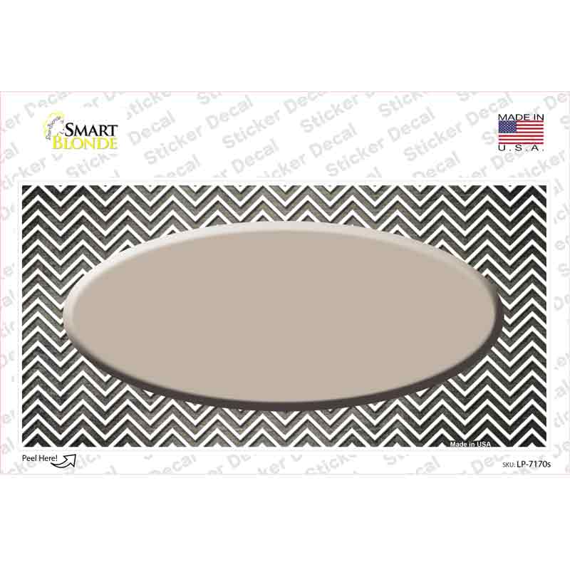 LP-7170s-M Tan White Small Chevron Oval Oil Rubbed Novelty Sticker Decal, Medium