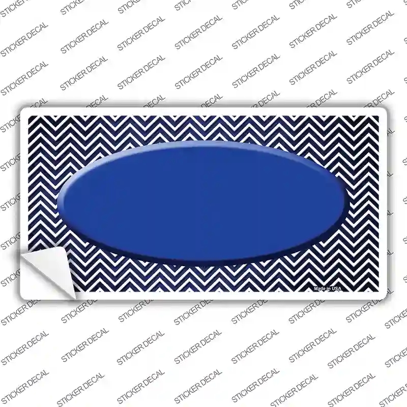 LP-7175s-S Blue White Small Chevron Oval Oil Rubbed Novelty Sticker Decal, Small