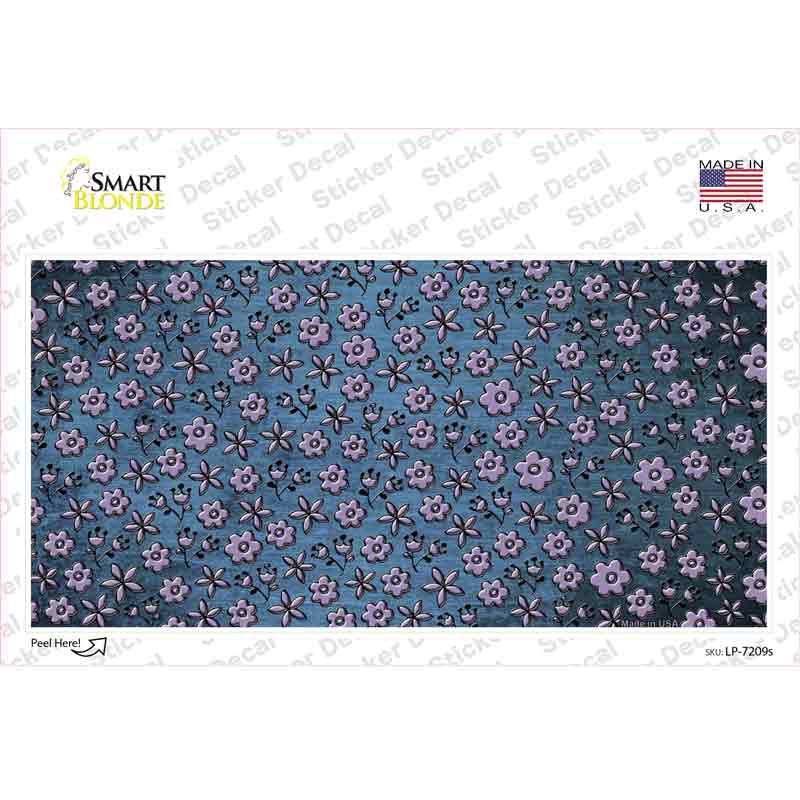 LP-7209s-M Light Blue Purple Flowers Oil Rubbed Novelty Sticker Decal, Medium