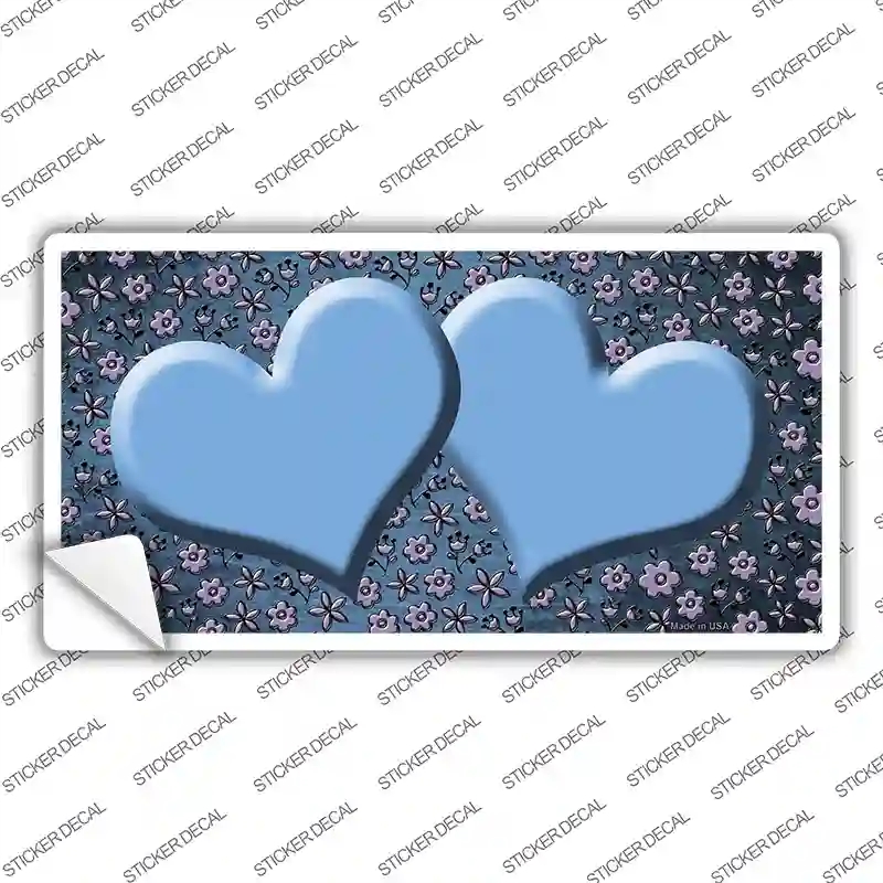 LP-7224s-S Light Blue Purple Flowers Hearts Oil Rubbed Novelty Sticker Decal, Small