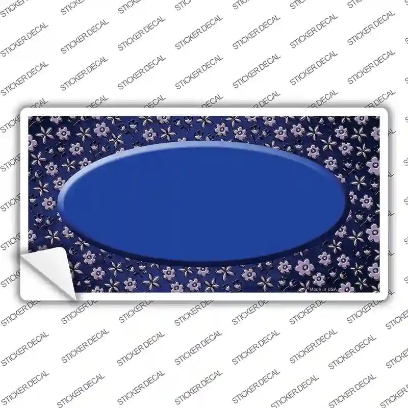LP-7236s-XL Blue Purple Flowers Oval Oil Rubbed Novelty Sticker Decal, Extra Large
