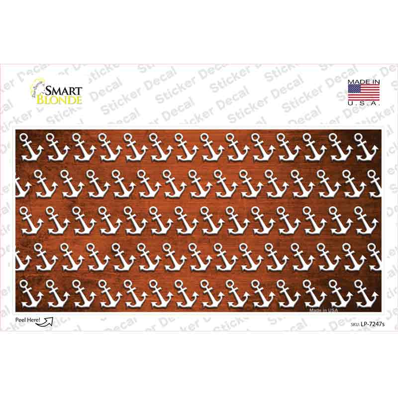 LP-7247s-M Orange White Anchor Oil Rubbed Novelty Sticker Decal, Medium