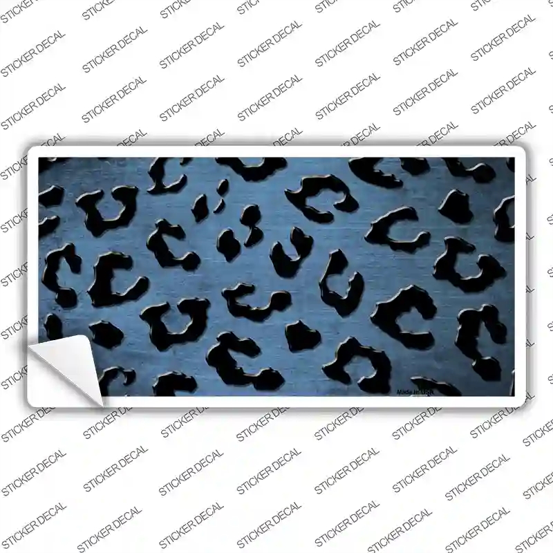 LP-7342s-XL Light Blue Black Cheetah Oil Rubbed Novelty Sticker Decal, Extra Large