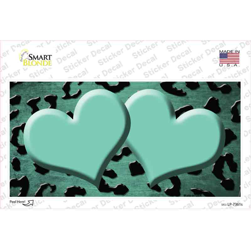 LP-7361s-M Mint Black Cheetah Hearts Oil Rubbed Novelty Sticker Decal, Medium
