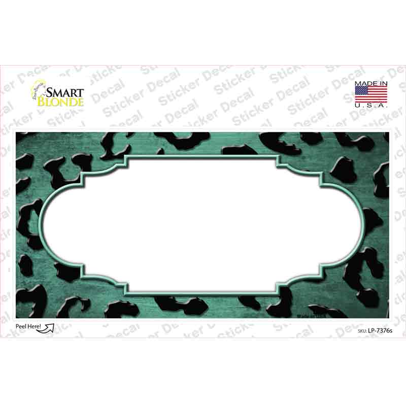 LP-7376s-M Mint Black Cheetah Scallop Oil Rubbed Novelty Sticker Decal, Medium