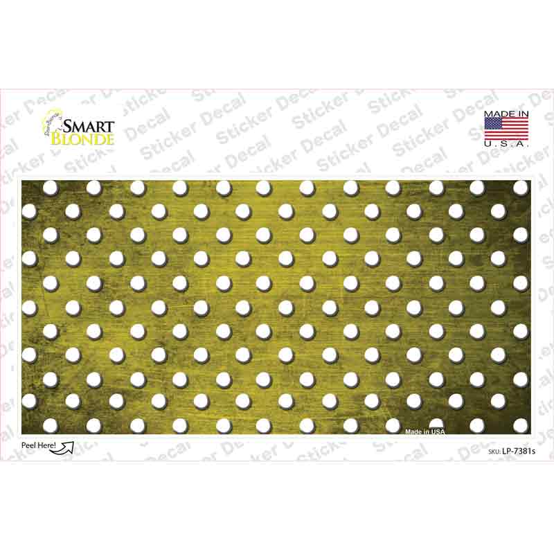 LP-7381s-M Yellow White Small Dots Oil Rubbed Novelty Sticker Decal, Medium