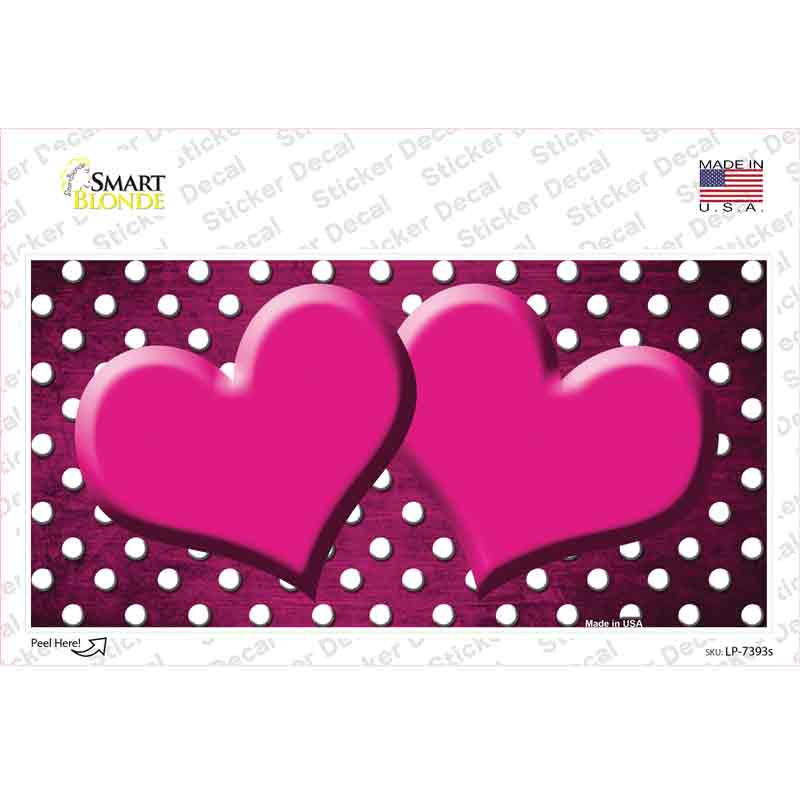 LP-7393s-M Pink White Small Dots Hearts Oil Rubbed Novelty Sticker Decal, Medium