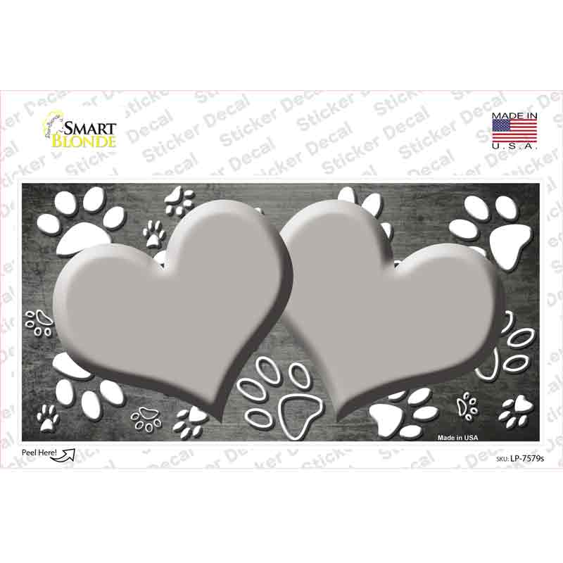 LP-7579s-M Paw Heart Gray White Novelty Sticker Decal, Medium