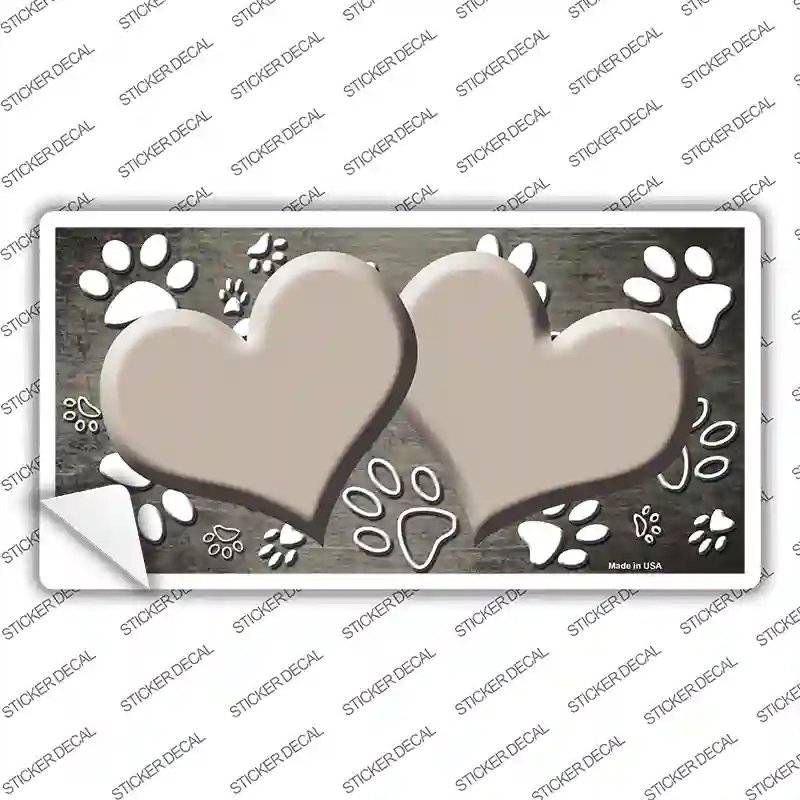 LP-7584s-S Paw Heart Tan White Novelty Sticker Decal, Small